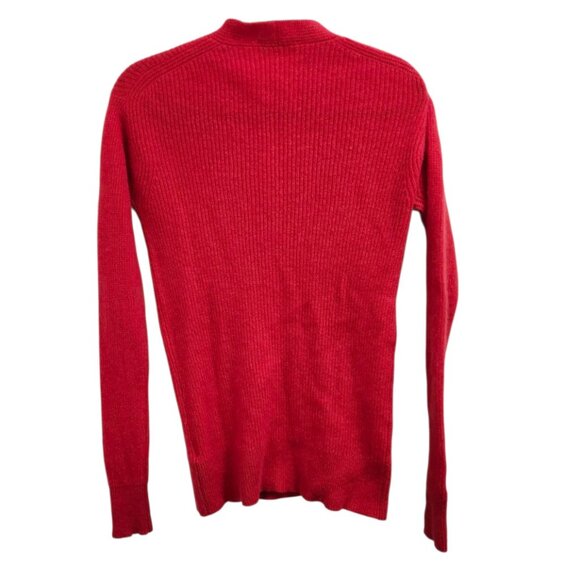 White + Warren - Cashmere Ribbed V Neck Sweater in Auburn Red Size S - Picture 5 of 10